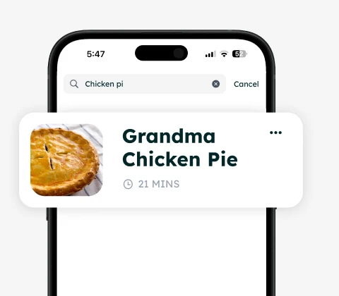 Find recipe in app
